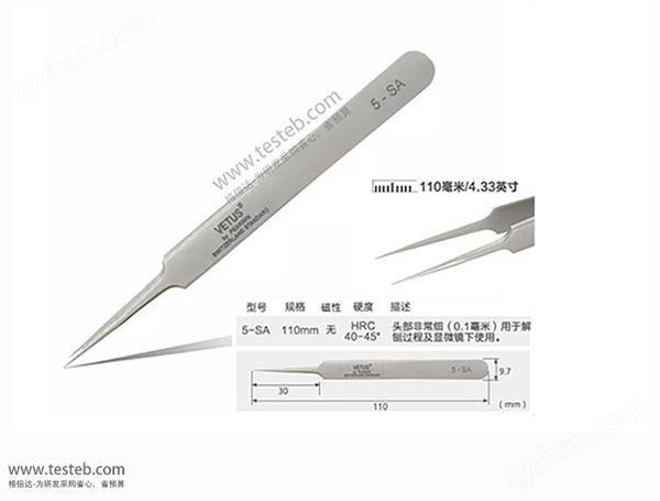 維特斯Vetus 5-SA鑷子精密尖頭0.1mm防磁耐酸不銹鋼圖片